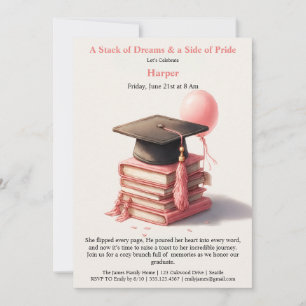 Elegant Book Lover Graduation Brunch Invitation