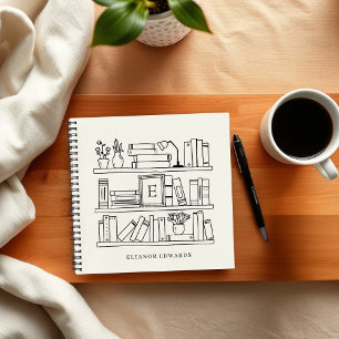Elegant Book Lover's Monogram Name Spiral Notebook