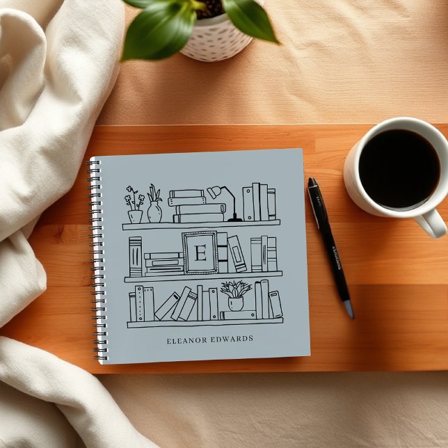 Elegant Book Lover's Monogram Name Spiral Notebook (Creator Uploaded)