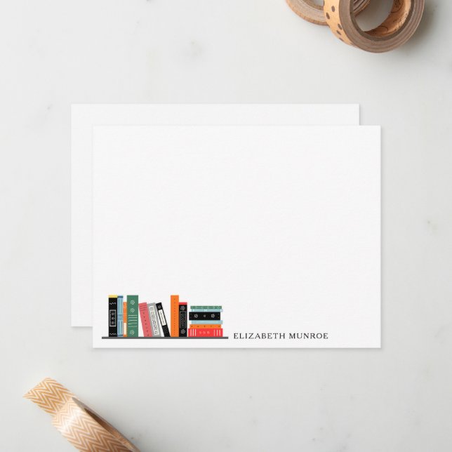 Elegant Book Shelf Illustration Personalised Card (Front/Back In Situ)