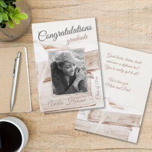 Elegant Book Stack Congratulations Graduate Photo Holiday Card