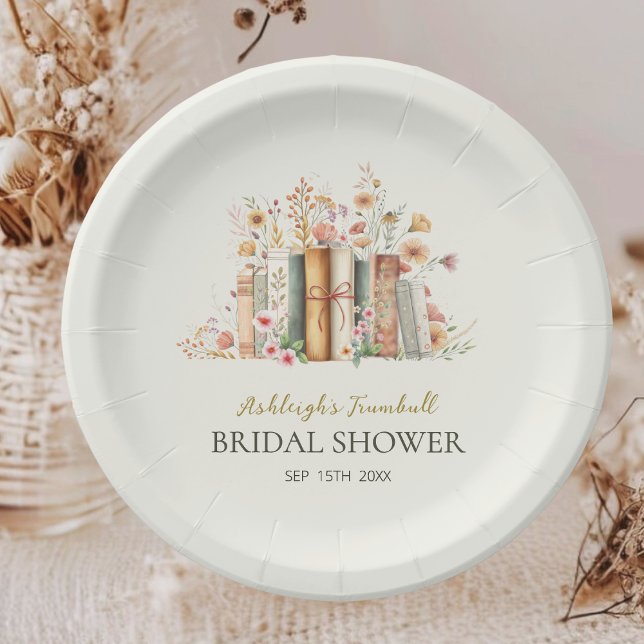 Elegant Book Theme New Chapter Bridal Shower Party Paper Plate (Creator Uploaded)