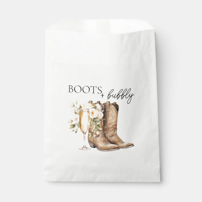 Elegant Boots and Bubbly Bridal Shower  Favour Bag (Front)