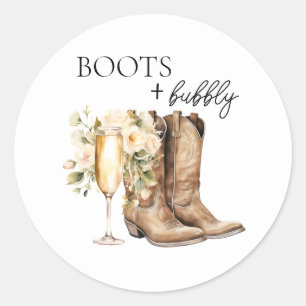 Elegant Boots and Bubbly Bridal Shower  Sticker