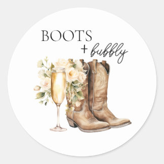 Elegant Boots and Bubbly Bridal Shower  Sticker