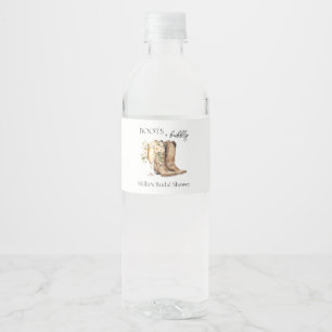 Elegant Boots and Bubbly Bridal Shower Water Bottle Label