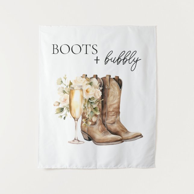 Elegant Boots and Bubbly Wester Bridal Shower Tapestry (Front)