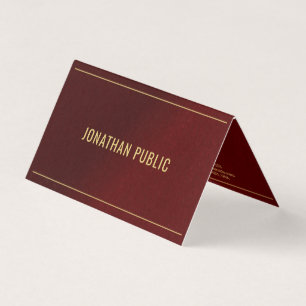Elegant Bordeaux And Gold Template Folded Business Card