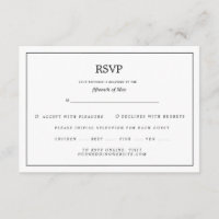 Elegant Border Black and White Wedding RSVP
