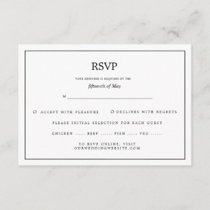 Elegant Border Black and White Wedding RSVP Enclosure Card