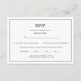 Elegant Border Black and White Wedding RSVP Enclosure Card