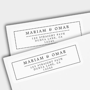 Elegant Border Black White Minimalistic Typography Return Address Label