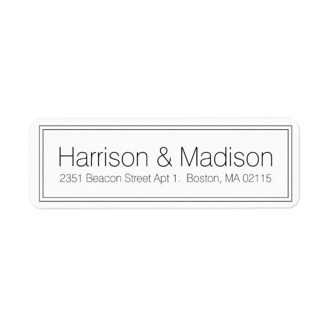 Elegant Border black white Wedding Return Address Label (Front)