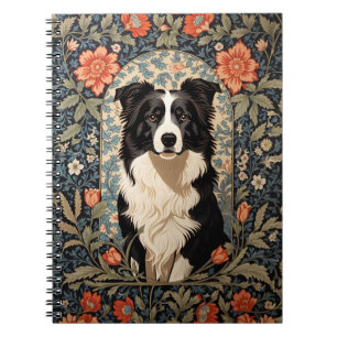 Elegant Border Collie William Morris Inspired Notebook