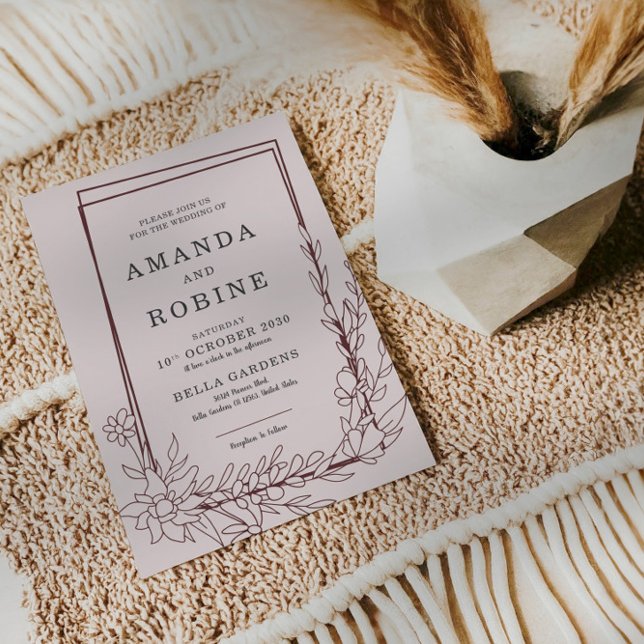 Elegant Border Flower Modern Wedding Invitation (Creator Uploaded)