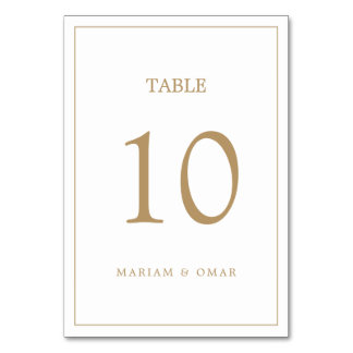 Elegant Border Gold Wedding Table Number