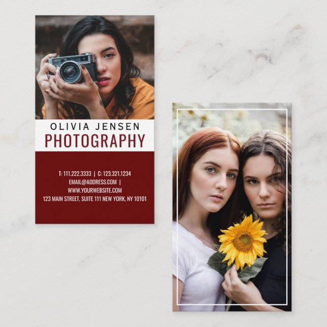 Elegant Border | Photographer  Business Card (Front/Back)