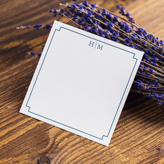 Elegant Border Simple Monogram Note Card  (Creator Uploaded)