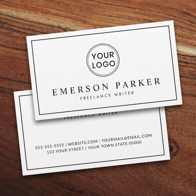 Elegant border white modern minimalist custom logo business card (Creator Uploaded)