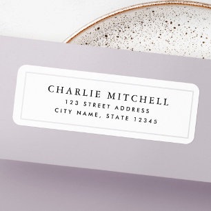 Elegant border white return address label