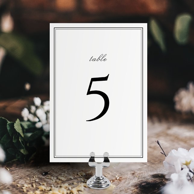 Elegant borders black & white minimalist wedding table number (Elegant borders black & white minimalist wedding table number)