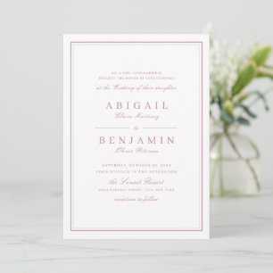 Elegant borders dusty pink minimalist wedding invitation
