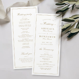 Elegant borders gold classy minimalist wedding program