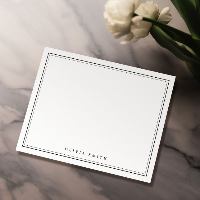 Elegant borders minimalist personalised Stationery Card (Simply Elegant Modern Personalized Stationery Note Card)