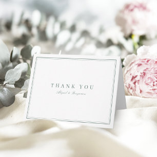 Elegant borders sage green minimalist thank you card