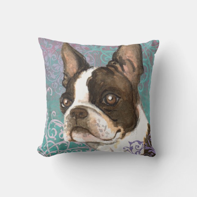 Elegant Boston Terrier Cushion (Front)