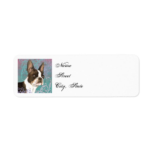 Elegant Boston Terrier Return Address Label (Front)
