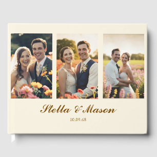 Elegant Botanic couple rustic3 photo wedding Guest Book