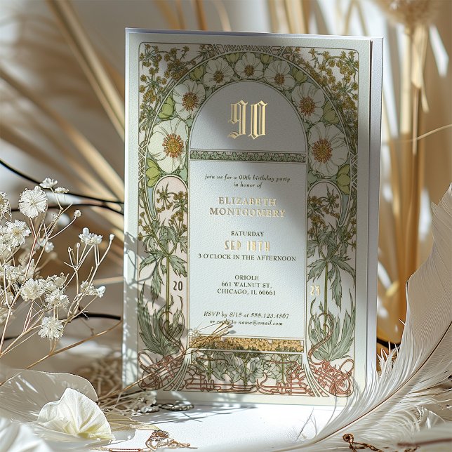 Elegant Botanical 90th Birthday Party Foil (Creator Uploaded)