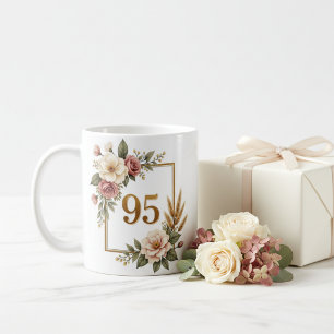 Elegant Botanical 95th Birthday Custom Gift Mug