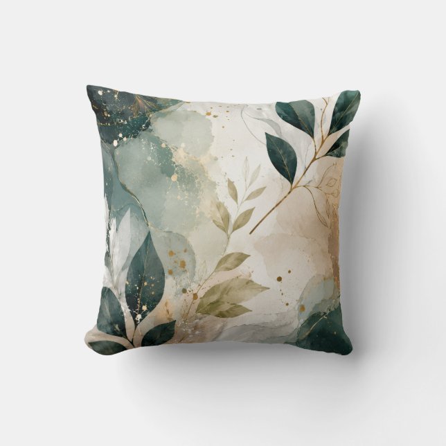 Elegant Botanical Abstract Throw Pillow (Front)