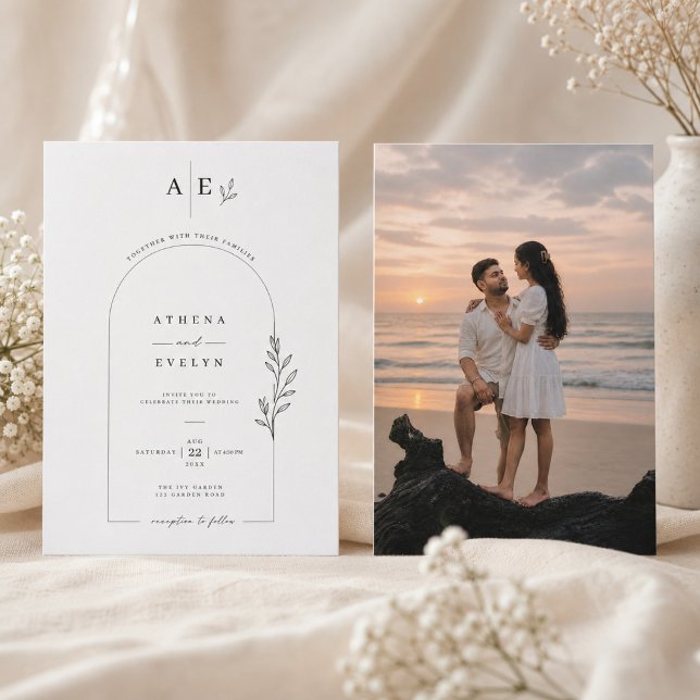 Elegant Botanical Arch Wedding Invitation Template (Creator Uploaded)