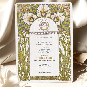 Elegant Botanical Art Nouveau Floral Wedding Invitation