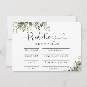 Elegant Botanical Baby Shower Predictions Card