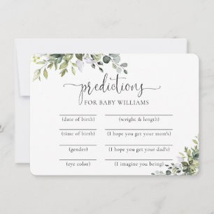 Elegant Botanical Baby Shower Predictions Card