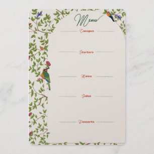 Elegant Botanical Bird Menu Template – Wedding