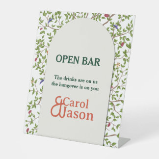 Elegant Botanical Bird  Pedestal Sign