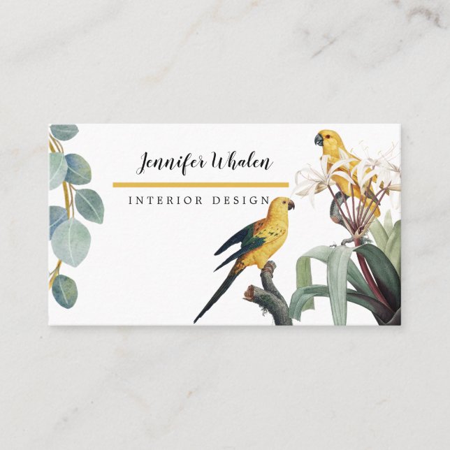 Elegant Botanical Birds Custom Business Card (Front)