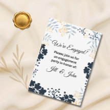 Elegant Botanical Blue Engagement Wedding