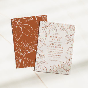 Elegant Botanical Boha Terracotta Wedding Invitation