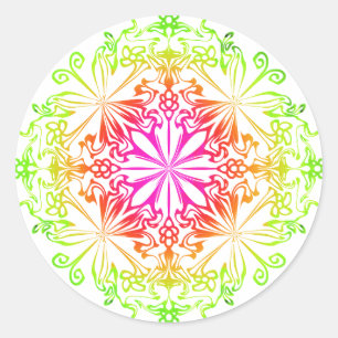 Elegant botanical boho colourful mandala  classic round sticker