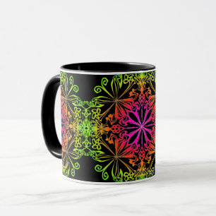 Elegant botanical boho colourful mandala  mug