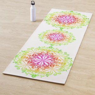 Elegant botanical boho colourful mandala yoga mat