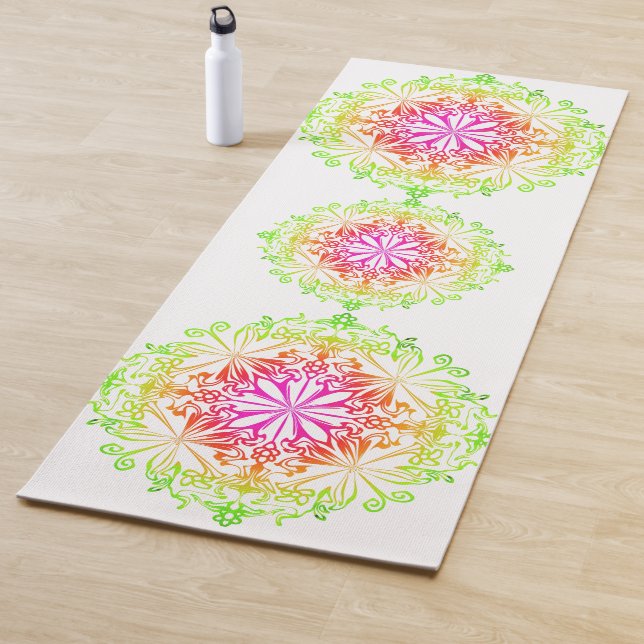 Elegant botanical boho colourful mandala  yoga mat (In Situ)