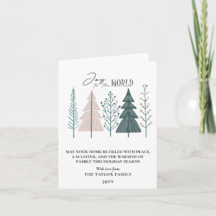 Elegant Botanical Boho Joy Christmas Tree Holiday Card