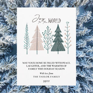 Elegant Botanical Boho Joy Christmas Tree Holiday Postcard